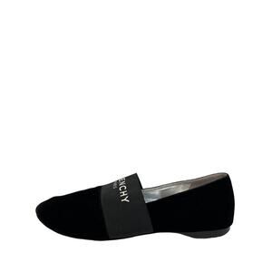 GIVENCHY Black Velvet Bedford Logo Smoking Slip-on Flats Loafers Size EU 37 US 7